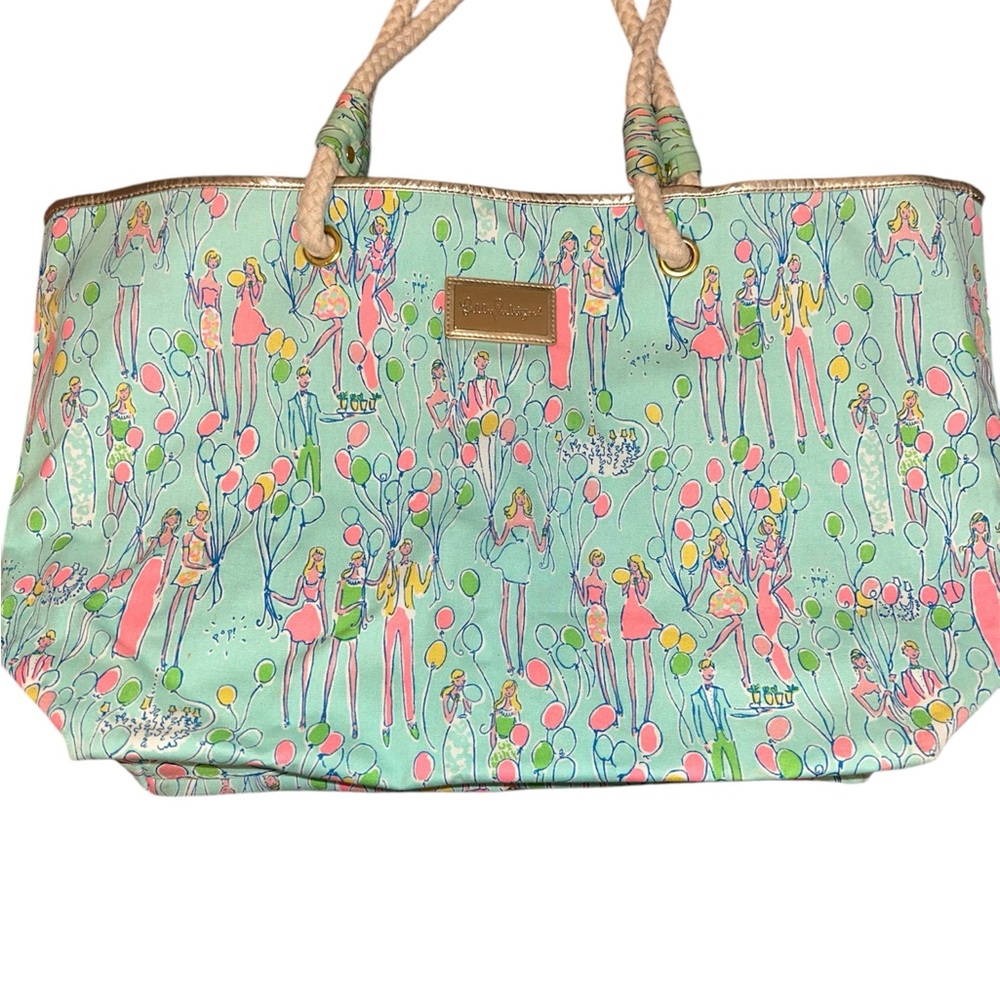 Lilly Pulitzer Tote Shoreline Party Sand Bar Pop Balloons beach bag RARE - Picture 5 of 7